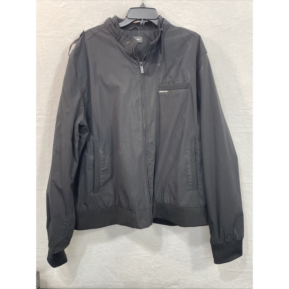 Vintage Members Only Jacket Men's 3XL Black Full Zip Bomber Pockets Excell Cond
